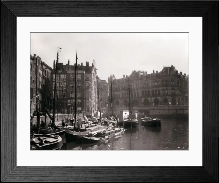 Framed Print : Canal boats, Rotterdam, 1898. Artist: James Batkin Framed Print : Canal boats, Rotterdam, 1898. Artist: James Batkin