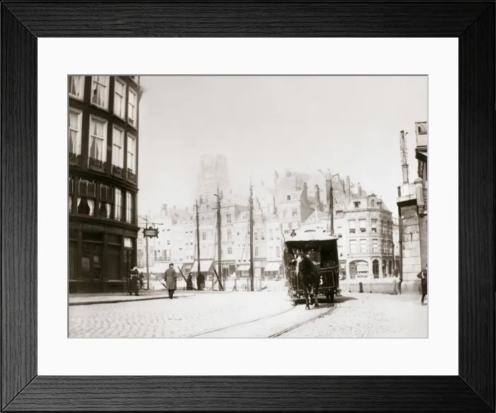 Framed Print : Horse-drawn tram, Rotterdam, 1898. Artist: James Batkin Framed Print : Horse-drawn tram, Rotterdam, 1898. Artist: James Batkin