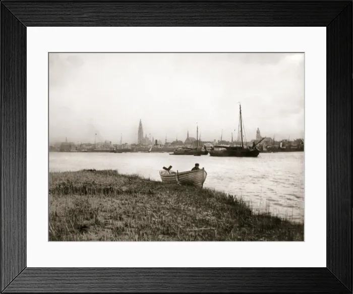 Framed Print : Rowing boat by a canal, Rotterdam, 1898. Artist: James Batkin Framed Print : Rowing boat by a canal, Rotterdam, 1898. Artist: James Batkin