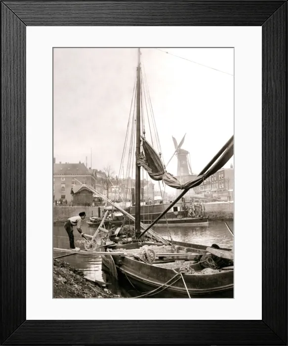 Framed Print : Canal boat, Rotterdam, 1898. Artist: James Batkin Framed Print : Canal boat, Rotterdam, 1898. Artist: James Batkin