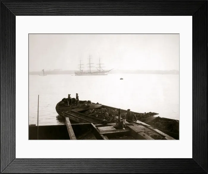 Framed Print : Barge loaded with freight, Rotterdam, 1898. Artist: James Batkin Framed Print : Barge loaded with freight, Rotterdam, 1898. Artist: James Batkin