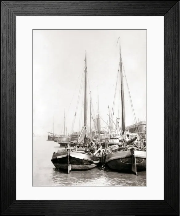 Framed Print : Canal boats, Rotterdam, 1898. Artist: James Batkin Framed Print : Canal boats, Rotterdam, 1898. Artist: James Batkin