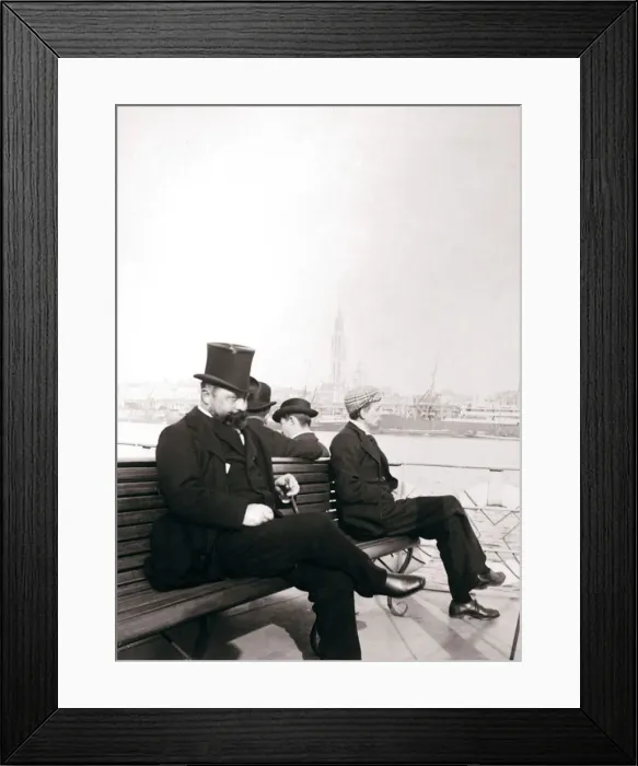 Framed Print : Passengers on a ferry, Rotterdam, 1898. Artist: James Batkin Framed Print : Passengers on a ferry, Rotterdam, 1898. Artist: James Batkin