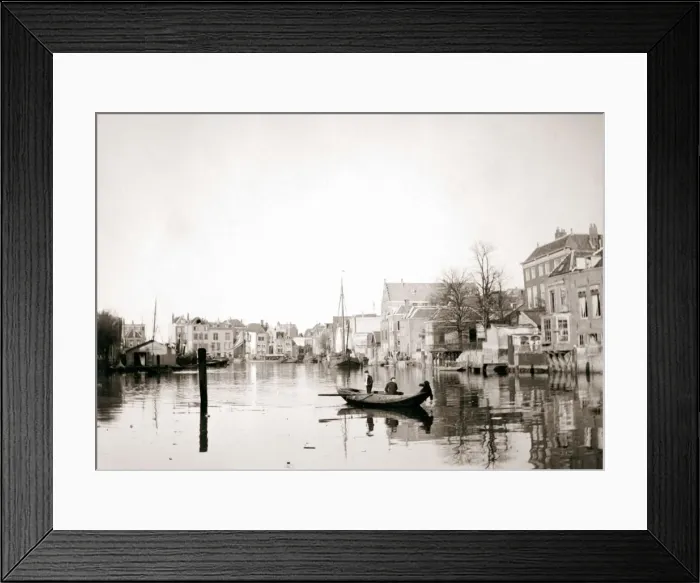 Framed Print : Boat on the canal, Dordrecht, Netherlands, 1898. Artist: James Batkin