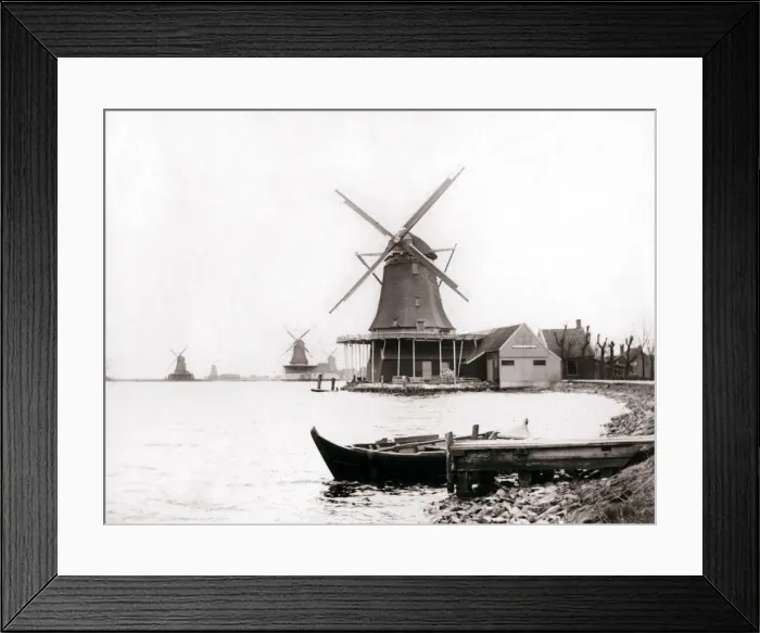 Framed Print : Windmills, Laandam, Netherlands, 1898. Artist: James Batkin Framed Print : Windmills, Laandam, Netherlands, 1898. Artist: James Batkin