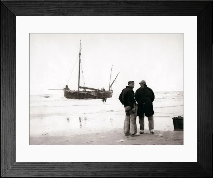 Framed Print : Men on the shore, Scheveningen, Netherlands, 1898. Artist: James Batkin Framed Print : Men on the shore, Scheveningen, Netherlands, 1898. Artist: James Batkin