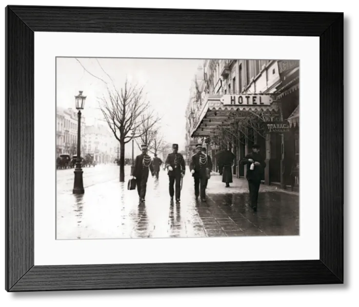 Framed Print : Guards on the street, Brussels, 1898. Artist: James Batkin