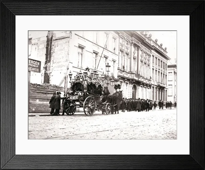 Framed Print : Horse-drawn hearse, Antwerp, 1898Artist: James Batkin Framed Print : Horse-drawn hearse, Antwerp, 1898Artist: James Batkin