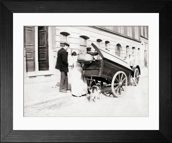 Framed Print : People and dogcart, Antwerp, 1898. Artist: James Batkin Framed Print : People and dogcart, Antwerp, 1898. Artist: James Batkin