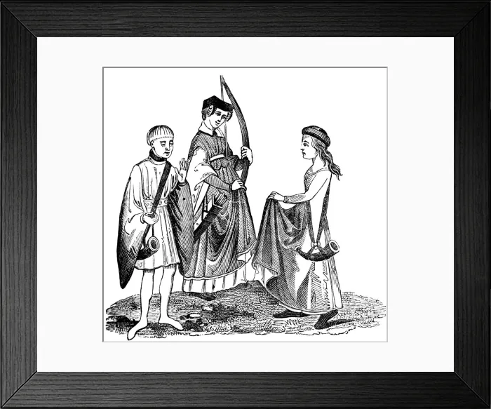 Framed Print : Hunting Dresses, 15th century, (1833) Framed Print : Hunting Dresses, 15th century, (1833)