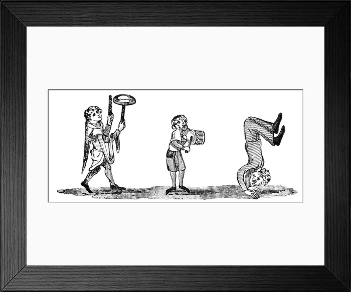 Framed Print : Tumbling with musicians, 14th century, (1833) Framed Print : Tumbling with musicians, 14th century, (1833)