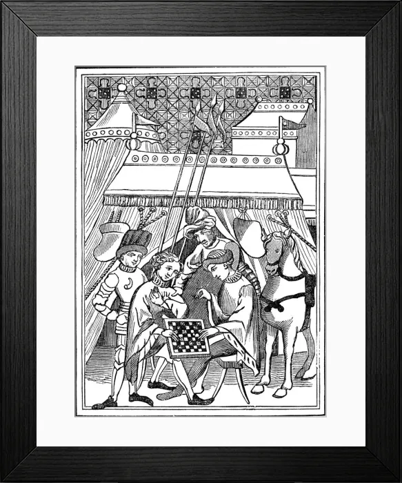 Framed Print : Ancient Chess Play, 14th century, (1833)
