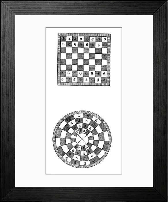 Framed Print : Square and circular chessboards, 14th century, (1833) Framed Print : Square and circular chessboards, 14th century, (1833)