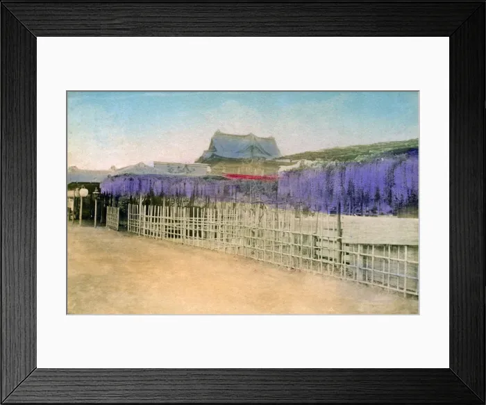 Framed Print : Japan. Hand-tinted picture postcard. Frames used possibly for drying cloth Framed Print : Japan. Hand-tinted picture postcard. Frames used possibly for drying cloth