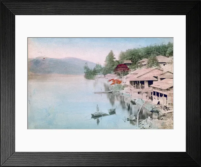 Framed Print : Village by water, Japan Framed Print : Village by water, Japan