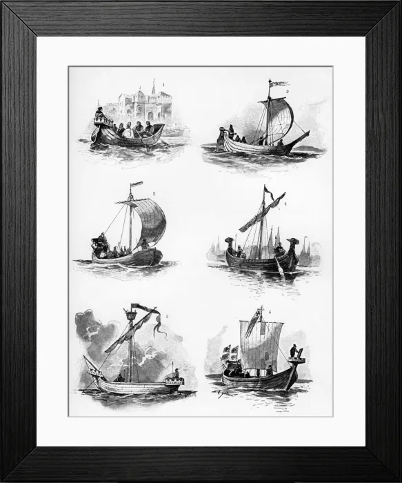 Framed Print : Ships of the Hanseatic League of the 14th and 15th century, (1903). Artist: Willy Stower Framed Print : Ships of the Hanseatic League of the 14th and 15th century, (1903). Artist: Willy Stower