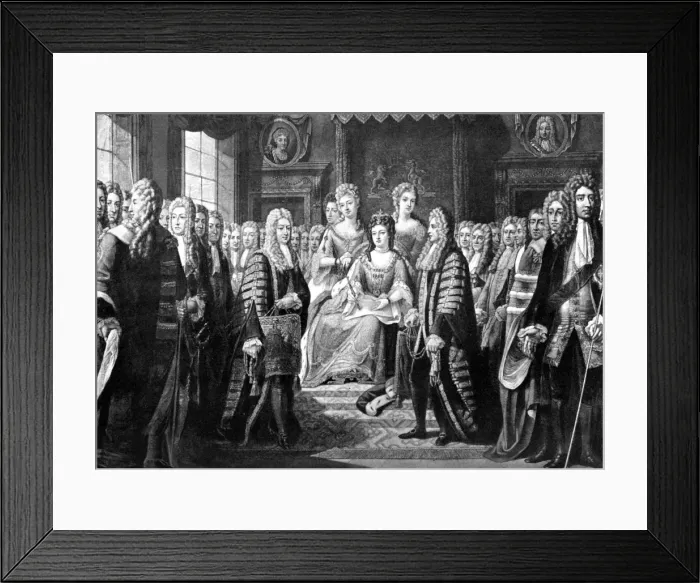 Framed Print : Articles of Union Presented by Commissioners to Queen Anne, 1706 Framed Print : Articles of Union Presented by Commissioners to Queen Anne, 1706