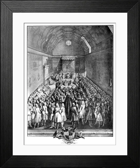 Framed Print : Interior of the House of Lords, Westminster, in 1742, (c1902-1905). Artist: John Pine Framed Print : Interior of the House of Lords, Westminster, in 1742, (c1902-1905). Artist: John Pine
