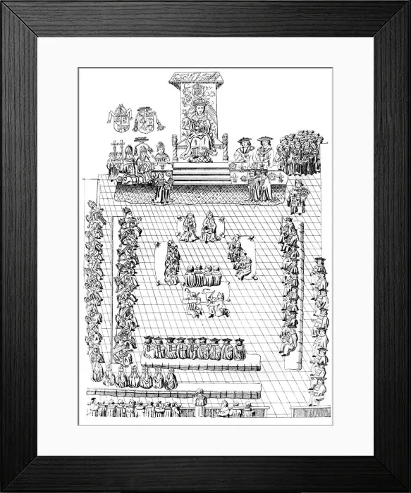 Framed Print : The House of Peers, with Henry VIII on the Throne, 16th century (c1905) Framed Print : The House of Peers, with Henry VIII on the Throne, 16th century (c1905)