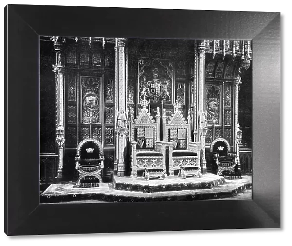 The Royal Throne, House of Lords, Westminster, c1905. Artist: John Benjamin Stone