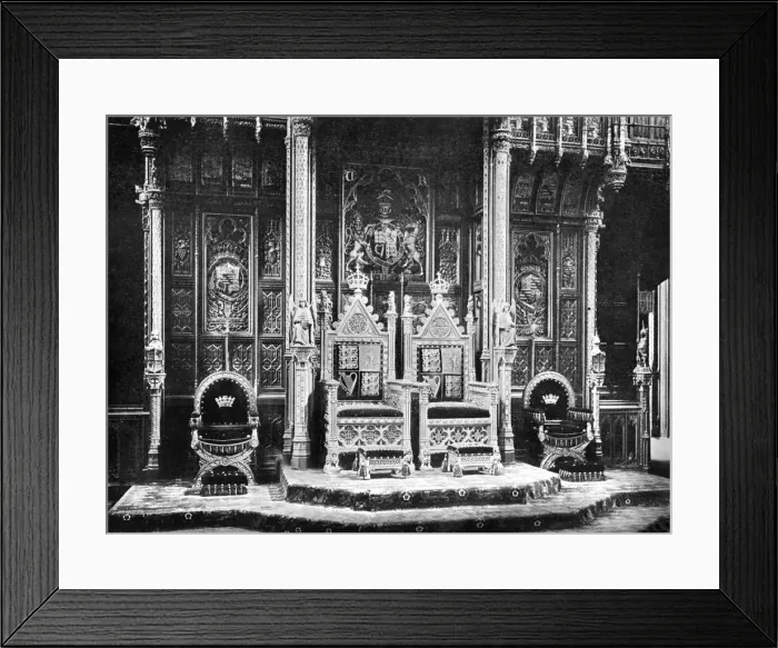 Framed Print : The Royal Throne, House of Lords, Westminster, c1905. Artist: John Benjamin Stone Framed Print : The Royal Throne, House of Lords, Westminster, c1905. Artist: John Benjamin Stone