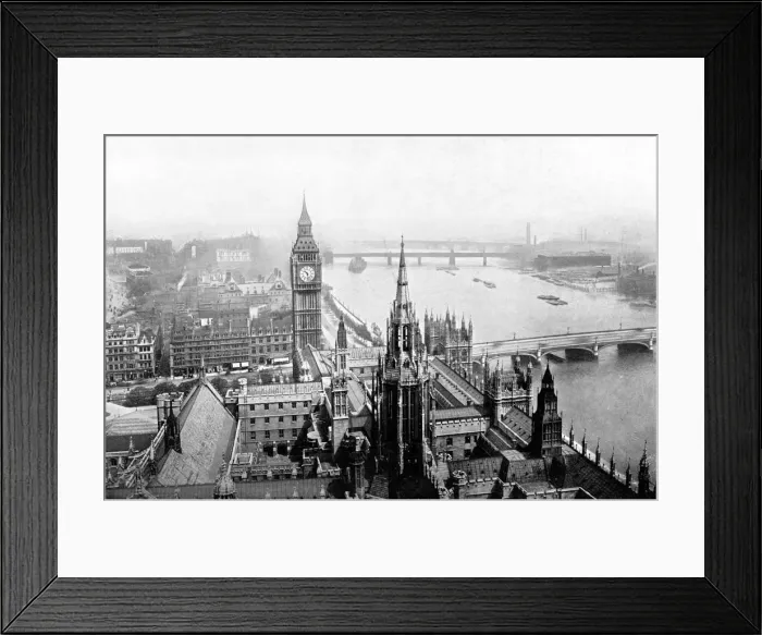 Framed Print : The Houses of Parliament, as seen from Victoria Tower, Westminster, London, c1905 Framed Print : The Houses of Parliament, as seen from Victoria Tower, Westminster, London, c1905