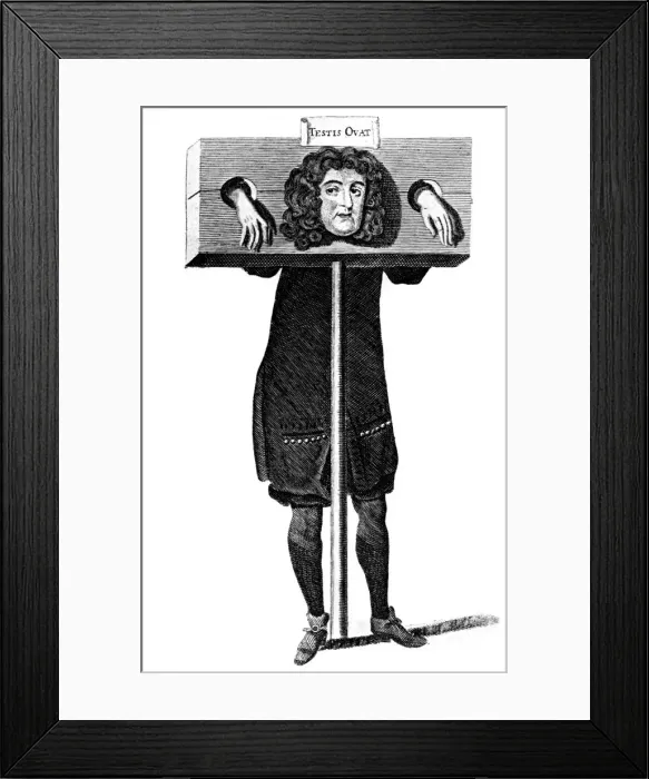 Framed Print : Testis Ovat, Titus Oates in the pillory, 17th century (c1905)