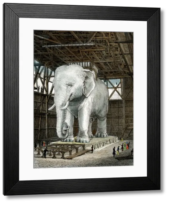 Framed Print : Model of the Elephant of the Place de la Bastille, c1834. Artist: Fenner Sears & Co Framed Print : Model of the Elephant of the Place de la Bastille, c1834. Artist: Fenner Sears & Co