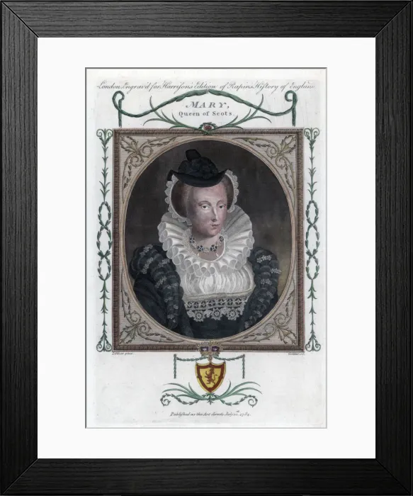Framed Print : Mary I of Scotland, popularly known as Mary, Queen of Scots, (1794). Artist: John Goldar Framed Print : Mary I of Scotland, popularly known as Mary, Queen of Scots, (1794). Artist: John Goldar