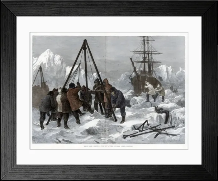 Framed Print : Arctic Life, Cutting a Way Out of the Ice from Winter Quarters, 1875. Artist: W Palmer Framed Print : Arctic Life, Cutting a Way Out of the Ice from Winter Quarters, 1875. Artist: W Palmer