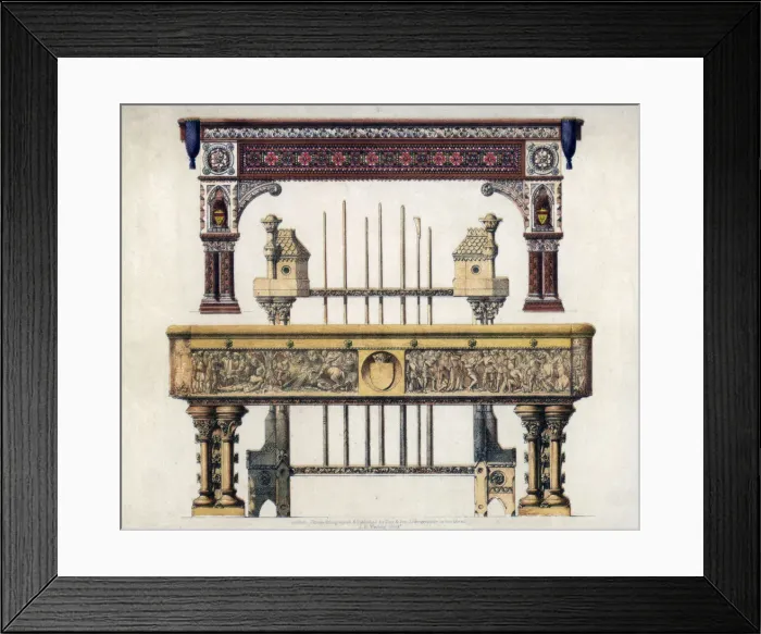 Framed Print : Billiard tables, 19th century. Artist: John Burley Waring Framed Print : Billiard tables, 19th century. Artist: John Burley Waring