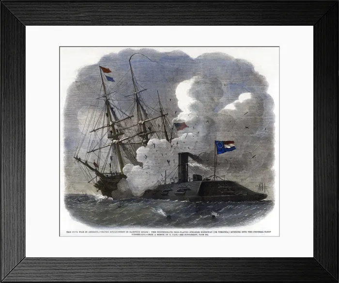 Framed Print : The Civil War in America - Naval Engagement in Hampton Roads... 1862 Framed Print : The Civil War in America - Naval Engagement in Hampton Roads... 1862
