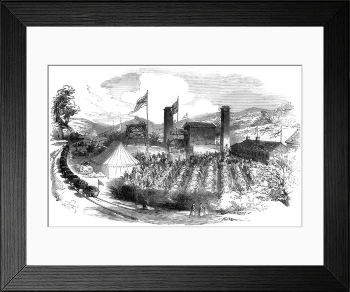 Framed Print : Fete in celebration of winning the coal on the Rhondda branch of the Taff Vale railway, 1851 Framed Print : Fete in celebration of winning the coal on the Rhondda branch of the Taff Vale railway, 1851