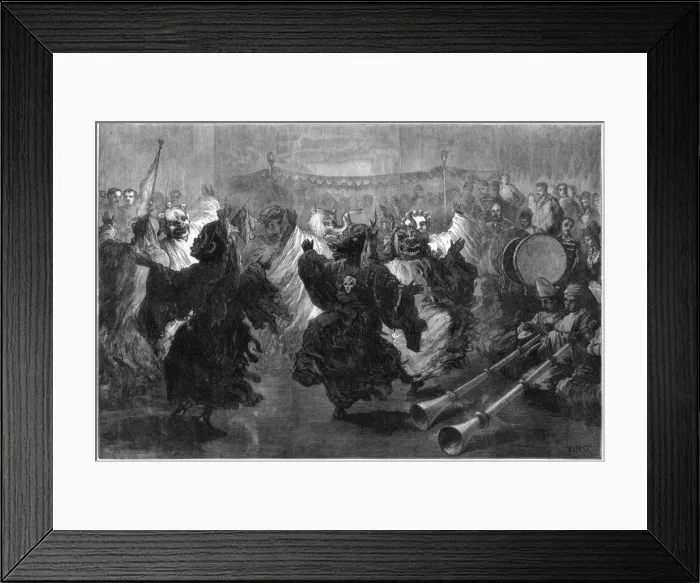 Framed Print : Lama dance at Jummoo, performed before the Prince of Wales, 1876 Framed Print : Lama dance at Jummoo, performed before the Prince of Wales, 1876
