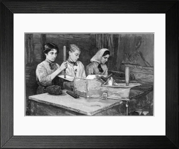 Framed Print : Filling cartridges with dynamite powder at Isleten, near Fluelen, Switzerland, 1893 Framed Print : Filling cartridges with dynamite powder at Isleten, near Fluelen, Switzerland, 1893
