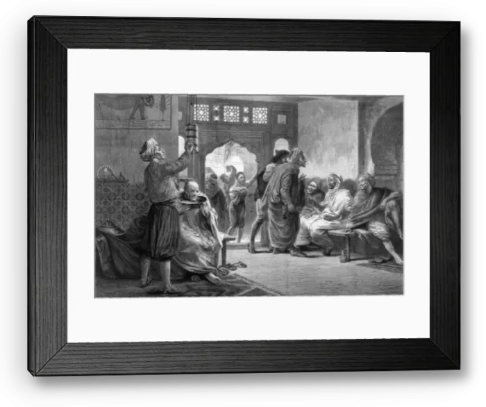 Framed Print : A barbers shop in Tunis, 1875. Artist: John Evan Hodgson Framed Print : A barbers shop in Tunis, 1875. Artist: John Evan Hodgson