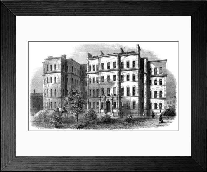 Framed Print : Kings College Hospital, Portugal Street, Lincolns Inn, London, c1860s Framed Print : Kings College Hospital, Portugal Street, Lincolns Inn, London, c1860s
