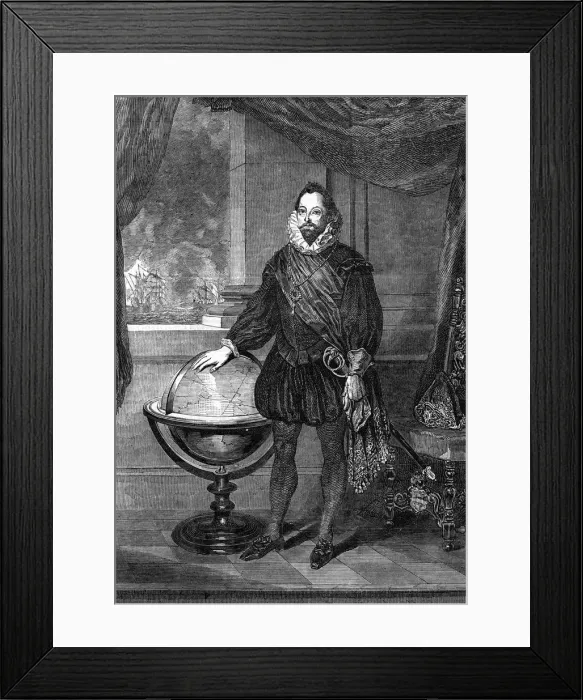Framed Print : Sir Francis Drake, 16th-century navigator, sailor and pirate, (1851) Framed Print : Sir Francis Drake, 16th-century navigator, sailor and pirate, (1851)