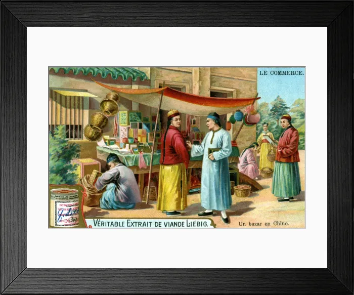 Framed Print : A bazaar in China, c1900 Framed Print : A bazaar in China, c1900