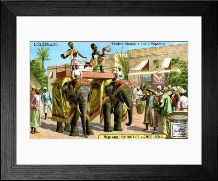 Framed Print : Hindu theatre on the backs of Elephants, c1900 Framed Print : Hindu theatre on the backs of Elephants, c1900
