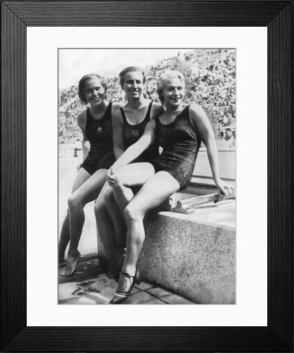 Framed Print : Medallists from the womens platform diving event, Berlin Olympics, 1936 Framed Print : Medallists from the womens platform diving event, Berlin Olympics, 1936