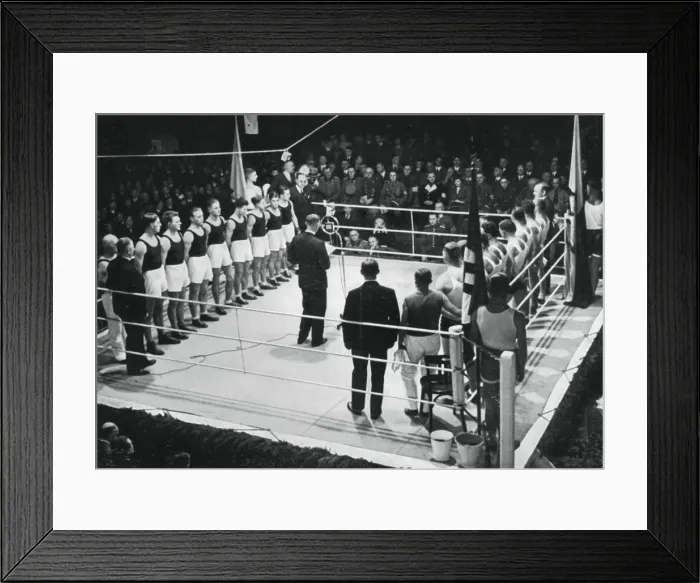 Framed Print : Amateur boxing competition between Germany and Poland, 1936