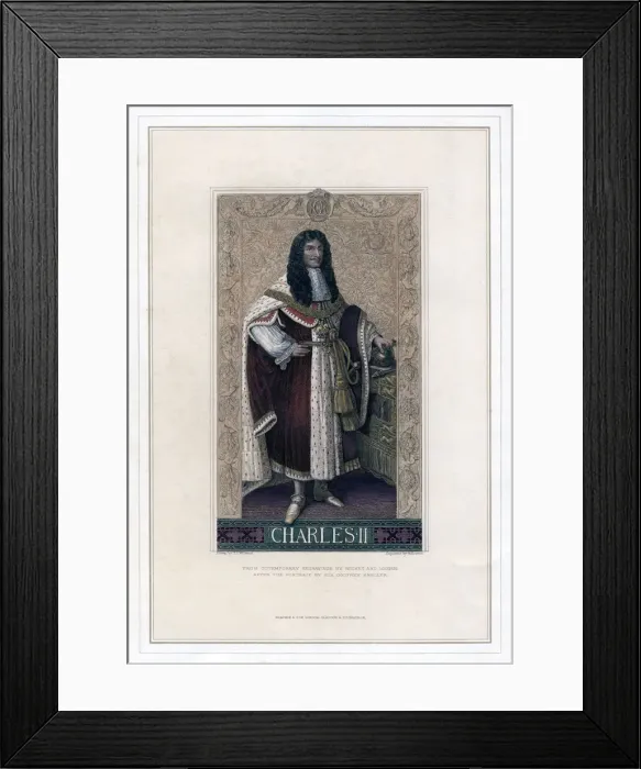 Framed Print : Charles II, King of England and Scotland. Artist: H Bourne Framed Print : Charles II, King of England and Scotland. Artist: H Bourne