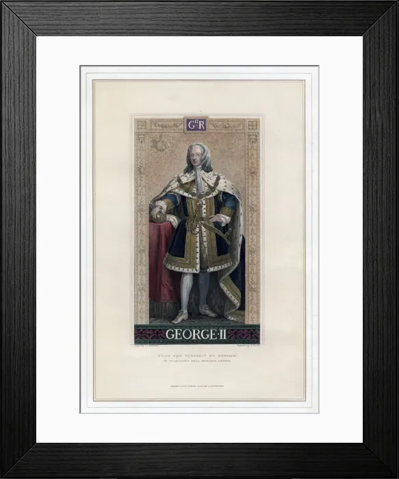 Framed Print : George II, King of Great Britain and Ireland. Artist: T Brown Framed Print : George II, King of Great Britain and Ireland. Artist: T Brown