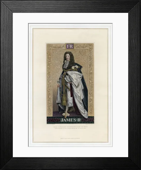 Framed Print : James II, King of England, Scotland and Ireland. Artist: T Brown Framed Print : James II, King of England, Scotland and Ireland. Artist: T Brown