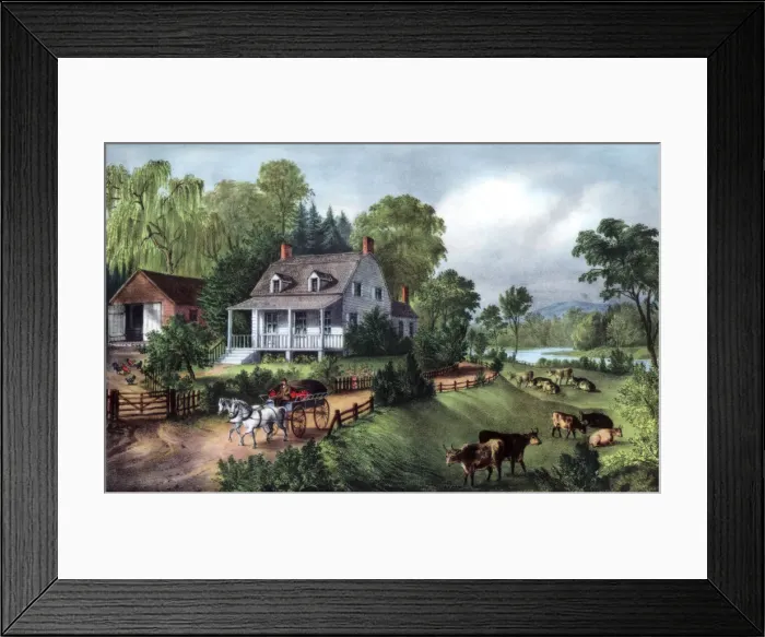Framed Print : American Homestead in Summer, 1868. Artist: Currier and Ives Framed Print : American Homestead in Summer, 1868. Artist: Currier and Ives