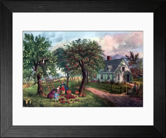 Framed Print : American Homestead in Autumn, 1869. Artist: Currier and Ives Framed Print : American Homestead in Autumn, 1869. Artist: Currier and Ives