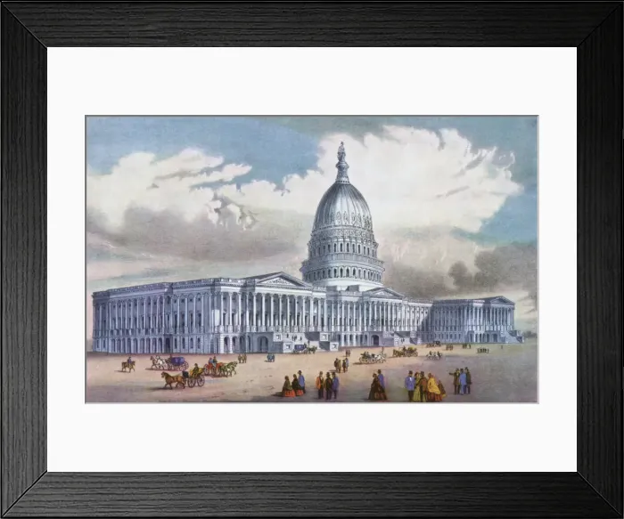 Framed Print : Washington, United States Capitol, 19th century. Artist: Currier and Ives Framed Print : Washington, United States Capitol, 19th century. Artist: Currier and Ives