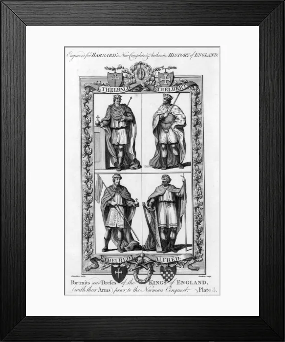 Framed Print : Portraits and Dresses of the Kings of England... c1783.Artist: Hawkins Framed Print : Portraits and Dresses of the Kings of England... c1783.Artist: Hawkins
