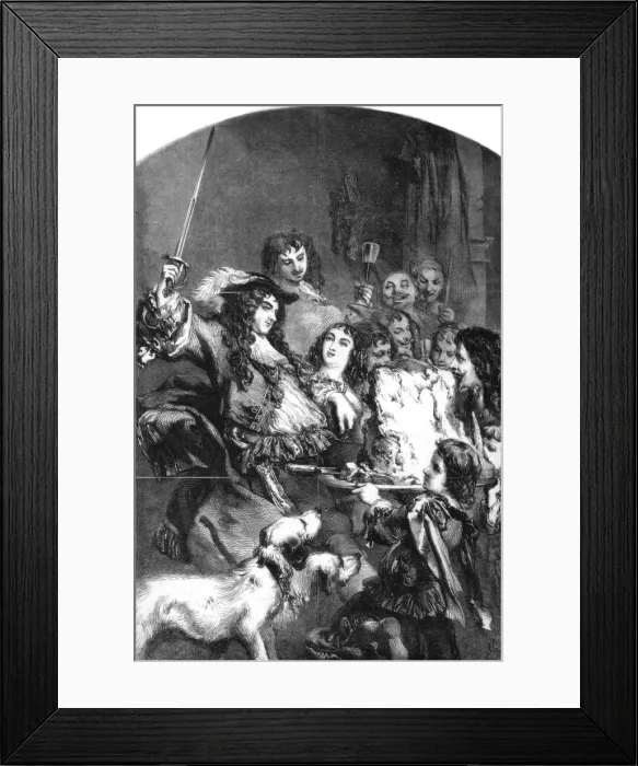 Framed Print : Charles II knighting a loin of beef. Artist: Gilbert Framed Print : Charles II knighting a loin of beef. Artist: Gilbert